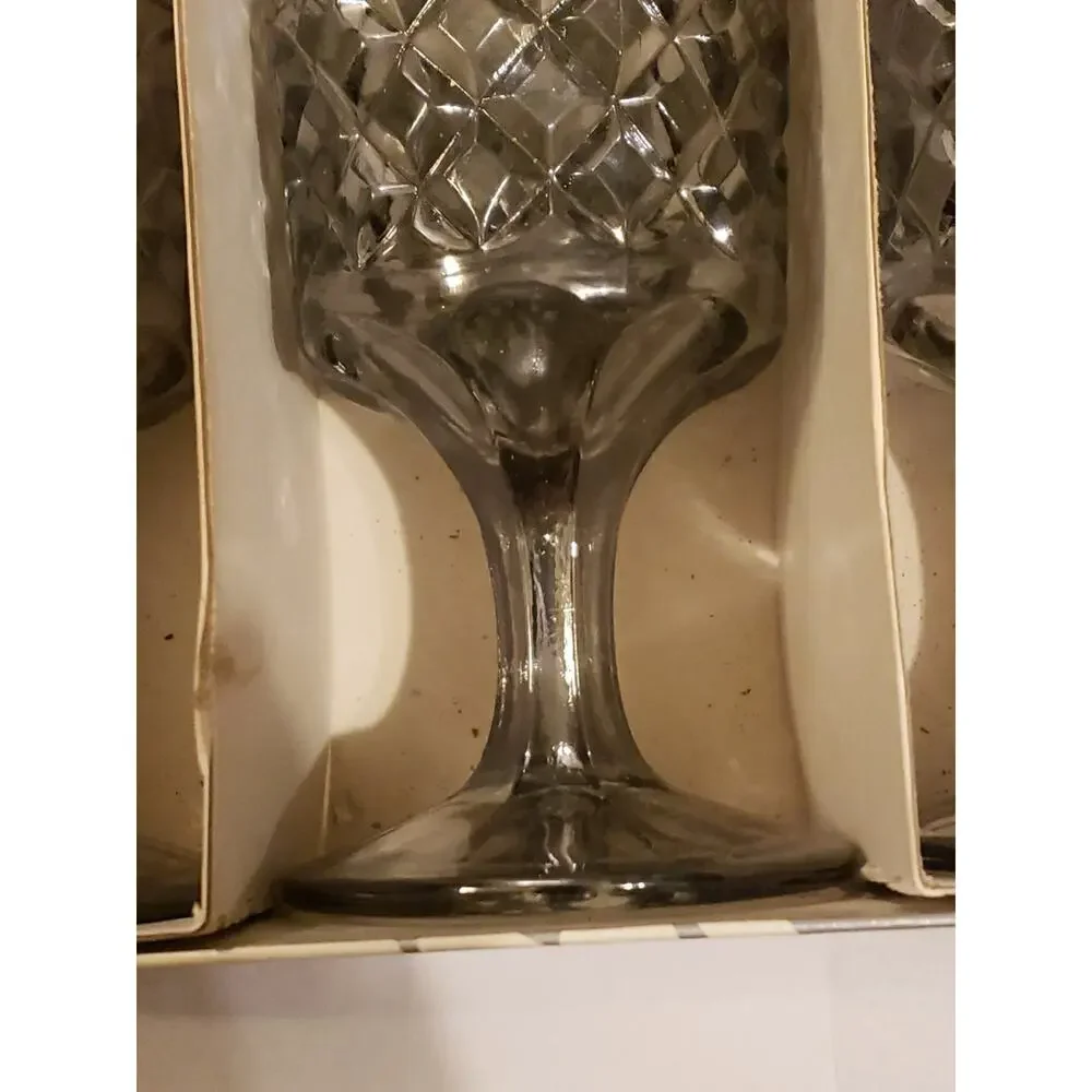 5 Vintage Anchor Hocking Wexford Pattern Cordial Glasses Wine Mist Smoke Color
